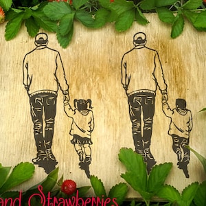 Vater und Kind Tochter Sohn Liebe handgezeichnet gehen SVG-Datei Set Papa Junge Mädchen Rücken Pullover Pullover original Cricut Scan n cut Silhouette