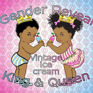 Bébé glace King Queen Handdrawn Design SVG File mignon glace vintage bébés couronne sexe révéler prêt à couper cricut scanncut silhouette
