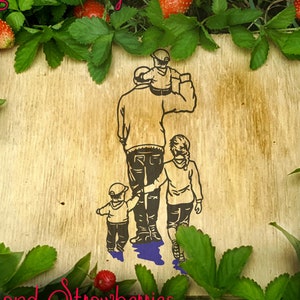 Vater und Kinder Tochter zwei Söhne Liebe handgezeichnete SVG Datei Papa eines Jungen Mädchen Pullover Familie Liebe Original Cricut Scan n cut Silhouette