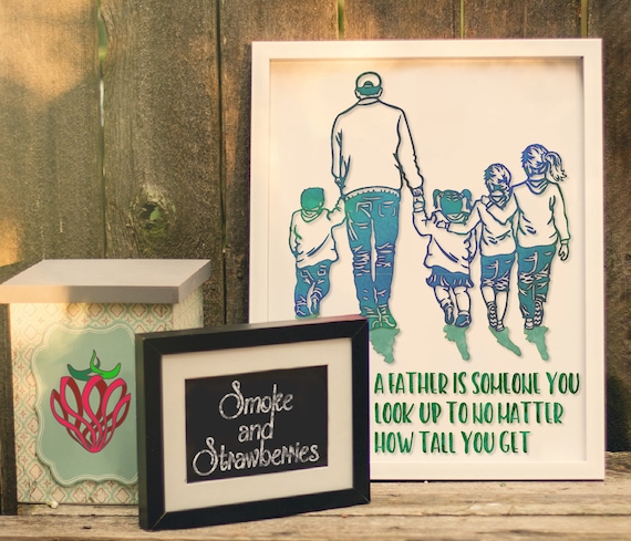 Download Father Son And 3 Daughters Love Handdrawn Walking Svg File Dad Etsy