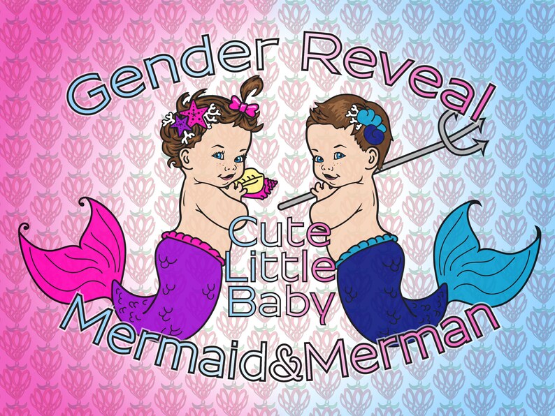 Download Baby Mermaid Merman Handdrawn Design SVG File cute vintage ...