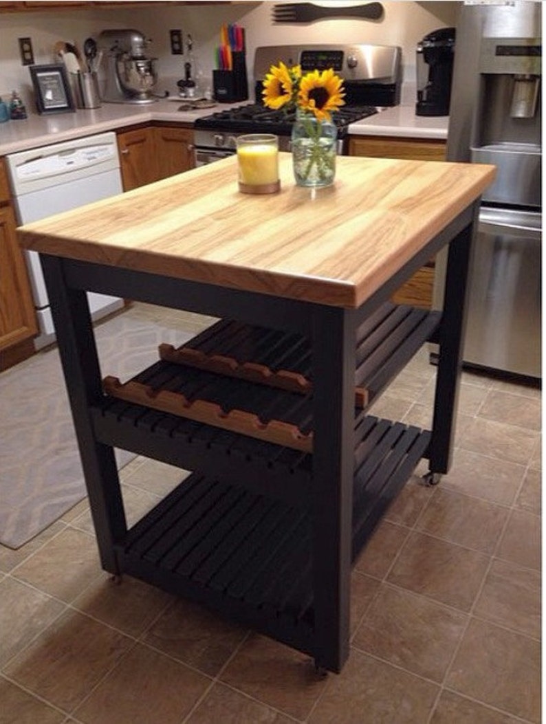 Butcher Block Top Kitchen Island Cart Etsy