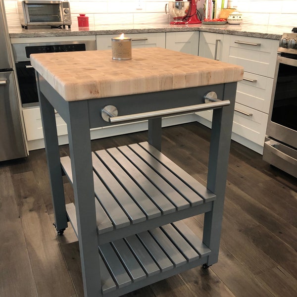 Butcher Block Top Kitchen Island Cart