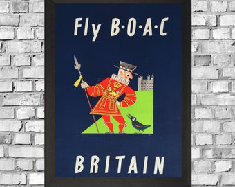 Vintage BOAC QEA Flights to Australia Airline Poster A3 Print