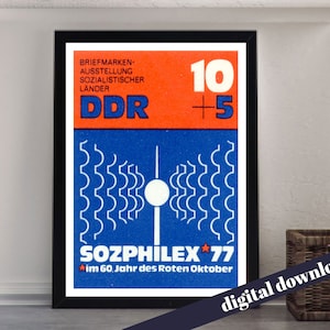 Deutsche Demokratische Republik DDR Vintage Stempel - Digital druckbare A3 Download - Vintage, Porto, Philatelie, Briefmarken, Postalisch
