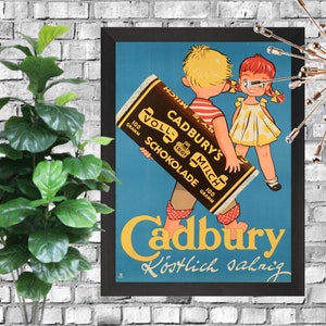 Cadbury Chocolate Vintage Poster - Printable Download - Printable Art - Vintage Food Ad Poster