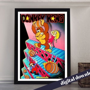 Retro DONKEY KONG Atari Poster - Printable Download - Printable Art - Vintage, Gaming, Arcade