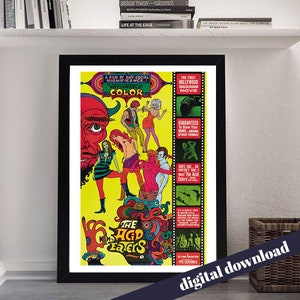 Acid Eaters B Grade Vintage Filmposter - Digital druckbarer Download - Retro Kino, Film, Filme