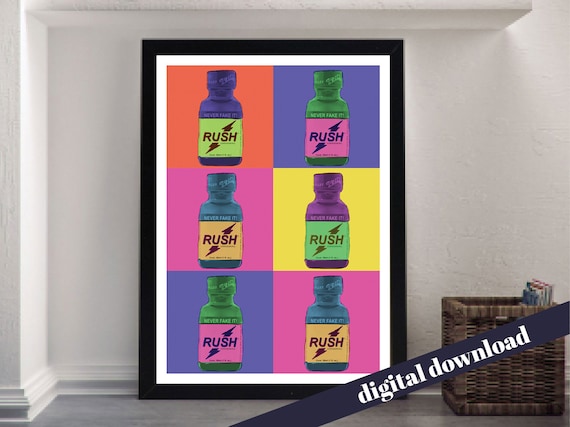 Rush Pop Art Style Popper Colour Collage - Digital Printable A3 Download -  Warhol, Artpop, Pop Art, Colourful, LGBT, Queer, Gay