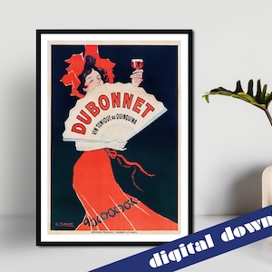 Dubonnet Vin Tonique au Quinquina Vintage Poster - Digital Printable A3 Download - Retro, Vintage, French, Alcohol