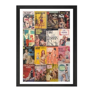 Vintage Lesbian Pulp Fiction Collage A3 Downloadable Art Print - Retro LGBT American Pride Gay - Digital Print - Collage Artwork