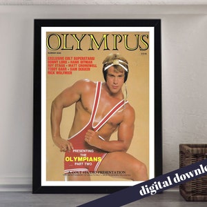 OLYMPUS Colt 80s Gay Adult Magazine Cover Poster - Digital Printable A3 Download - Gay, Vintage, Queer, LGBT, Adult