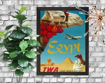 TWA Egypt Retro Travel -  A3 Downloadable Art Print - Retro Poster Print - Trans World Airlines