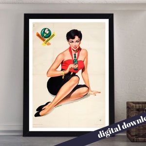 Oransoda Lemonsoda Vintage Soda Pinup Advert Italian Drinks -  A3 Downloadable Art Print - Retro, Food, Soda, Softdrink, Sparkling