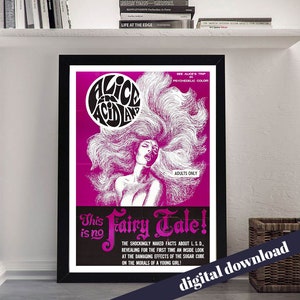 Alice In Acidland - Vintage Movie Poster - Digital Printable Download - Retro Cinema, Film, Cinema, Mid Century