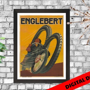 Englebert Motors Rubber Poster - Digital Printable Download - Vintage Poster