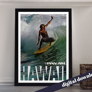 HAWAII Pan Am Pan American World Airways Vintage Poster - Digital Download - Vintage Travel, Retro, Airline