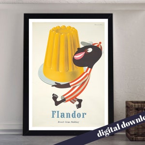 FLANDOR Vintage Donald Brun Advert Poster  - Printable Download - Mid Century, Advertising, Artist, Mid-C, Retro
