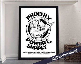 PHOENIX Power & Supply Arizona Vintage Gay Nightclub Poster - Digital Printable A3 Download - Muscle, LGBT, Gay, Retro, Queer