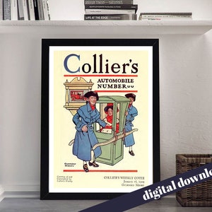 Vintage Colliers Automobile Cover Poster - Digital Printable Download - Mid-Century, Retro, Vintage