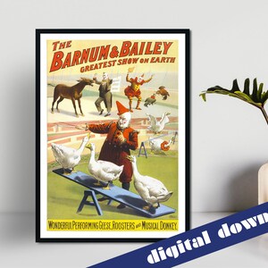 BARNUM & BAILEY Vintage Circus Sideshow Poster - Digital Printable A3 Download - Retro, Vintage, Showman