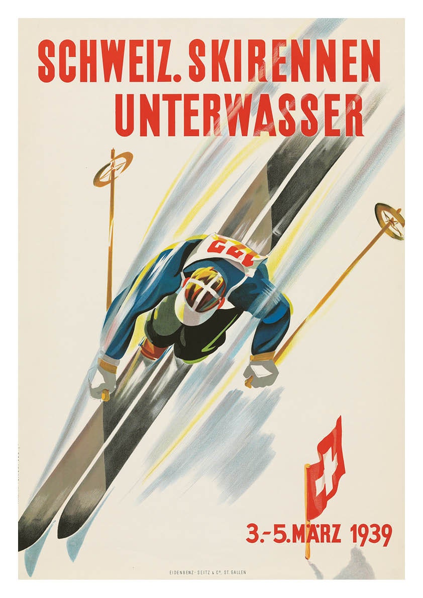 1939 Schweiz Skirennen Unterwasser A3 Downloadable Art Print Etsy