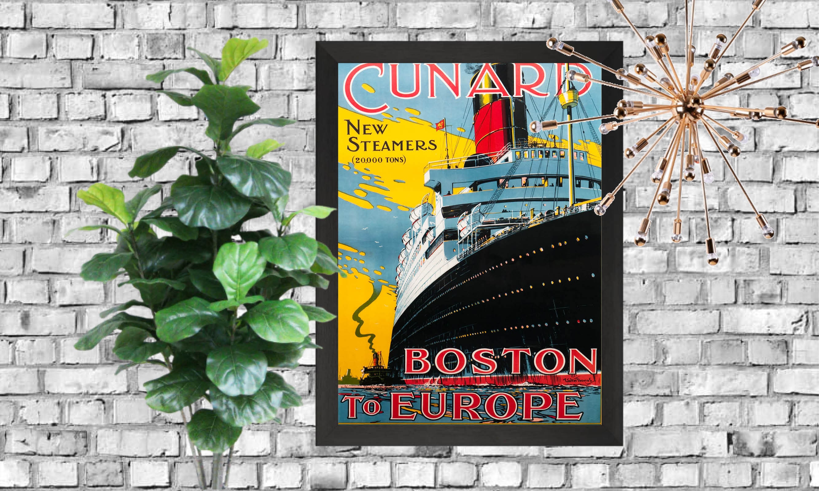 Cunard Steamers Boston to Europe Poster A3 Downloadable Art Print Retro