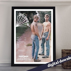 BUSTER 80s Gay Adult Magazine Cover Poster - Digital Printable A3 Download - Gay, Vintage, Queer, LGBT, Adult