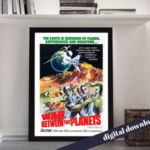 War Between The Planets - Vintage Movie Poster - Digital Printable Download - Retro Cinema, Film, Retro, Sci-Fi, Science Fiction, Space