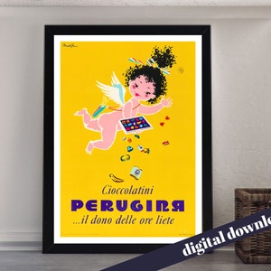 PERUGIRA CHOCOLATES Vintage Donald Brun Advert Poster  - Printable Download - Mid Century, Advertising, Artist, Mid-C, Retro