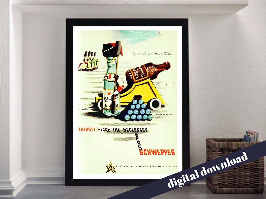 Vintage SCHWEPPES Thirst Lemonade Ginger Beer Beverage Poster ...