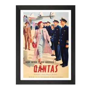 Cartel de la aerolínea QANTAS - Descarga imprimible - Cartel de viaje australiano vintage - Arte imprimible - Arte retro vintage