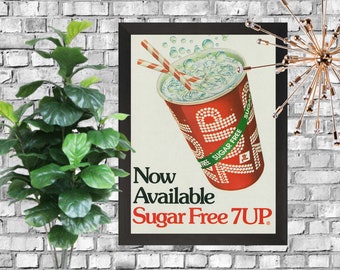 Retro 7Up Soda Advert Poster  - A3 Downloadable Art Print - Retro Soda Advert Print