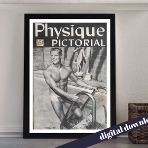 PHYSIQUE PICTORIAL Vintage Muscle Magazine Cover Poster - Digital Printable A3 Download - Gay, Vintage, Queer, LGBT, Adult, Bodybuilder