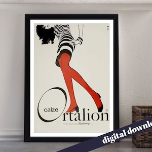 Ortalion Stockings Advert Poster by René Gruau -  A3 Downloadable Art Print - Vintage Poster Print