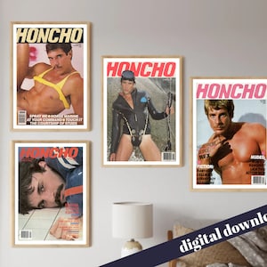 Set of 4 HONCHO Vintage Gay Magazine Covers - Vintage Retro LGBT Gay Magazine - Americana, Colt, Falcon, Queer, Muscle