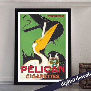 PELICAN Zigaretten Werbeplakat - Digital druckbare A3 Download - Retro, Vintage, Europa, Tabak, Rauchen