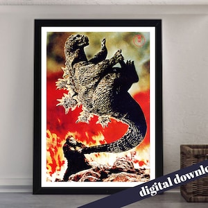 King Kong Vs Godzilla Vintage Japanese Movie Poster  - Printable Download - Japan, Film, Cinema, Kaiju, Gojiri