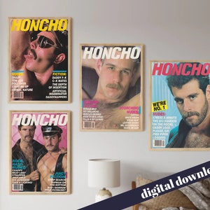 Set of 4 HONCHO Vintage Gay Magazine Covers - Vintage Retro LGBT Gay Magazine - Americana, Colt, Falcon, Queer, Muscle
