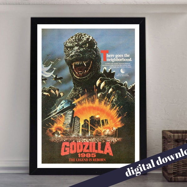 GODZILLA 1985 A Legend Reborn Movie American Japanese Movie Poster  - Printable Download - Tokusatsu, Sentai, Kaiju, Vs, Japan