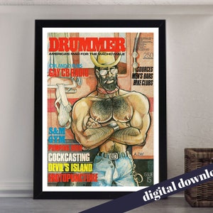 DRUMMER Colt 80s Gay Adult Magazine Cover Poster - Digital Printable A3 Download - Gay, Vintage, Queer, LGBT, Adult