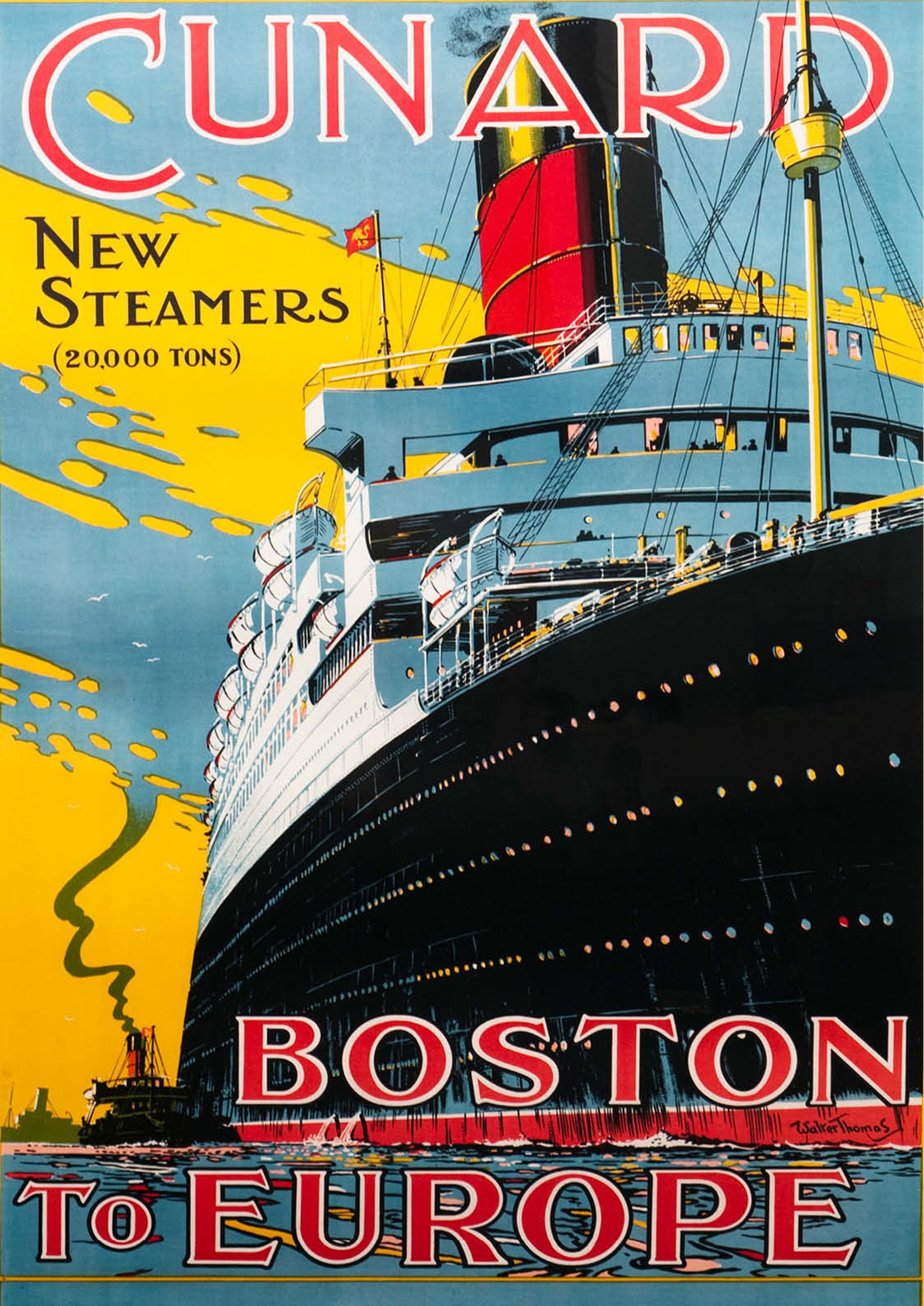 Cunard Steamers Boston to Europe Poster A3 Downloadable Art Print Retro