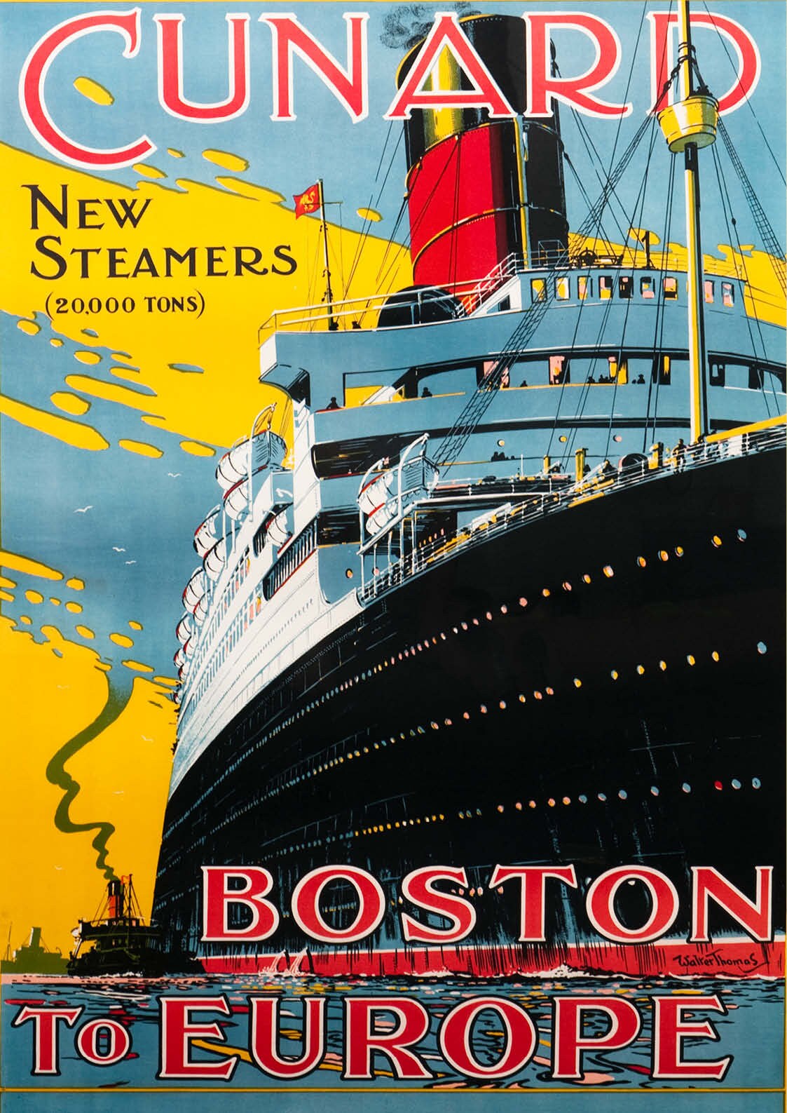 Cunard Steamers Boston to Europe Poster A3 Downloadable Art Print Retro