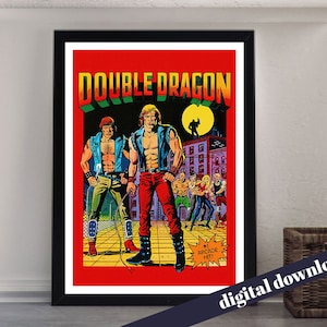 Retro DOUBLE DRAGON Video Game Poster - Digital Printable Download - Retro, Gaming, Arcade