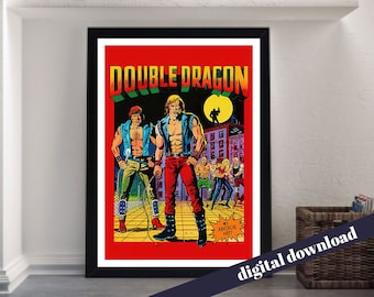 Retro DOUBLE DRAGON Video Game Poster - Digital Printable Download - Retro, Gaming, Arcade