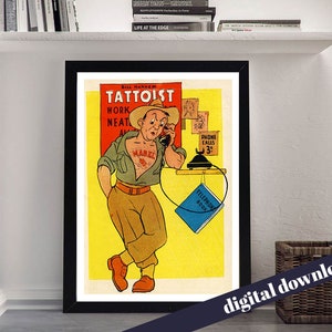 1950s Tattooist Vintage Poster - Digital Printable Download - Mid-Century, Retro, Vintage
