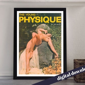 The YOUNG PHYSIQUE Vintage Beefcake Muscle Physique Magazine Cover - Digital Printable A3 Download - Muscle, LGBT, Gay, Retro, Queer