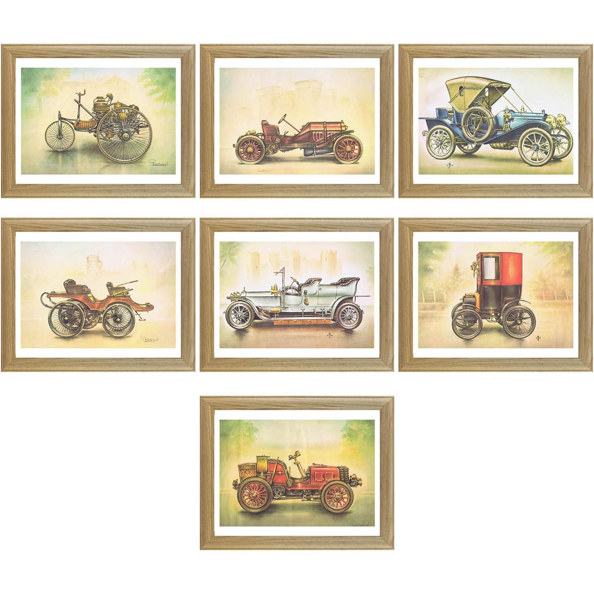 Vintage Car Art Prints Set of 7 Digital Download Rolls Etsy