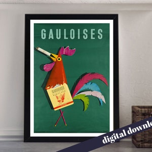 GAULOISES Zigaretten Vintage Donald Brun Werbeplakat - Printable Download - Mid Century, Werbung, Künstler, Mid-C, Retro