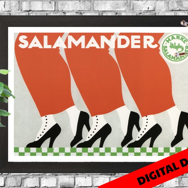 Marke Salamander Vintage Shoes Poster - Digital Printable Download - Vintage Poster